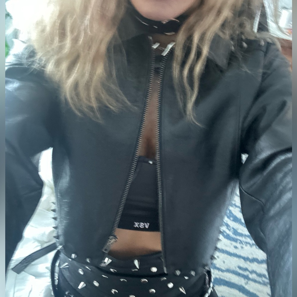 Dolls Kill Club Exx Equisite Pain spiked Moto Jacket as worn by Lady Gaga NWT XS - Picture 5 of 7